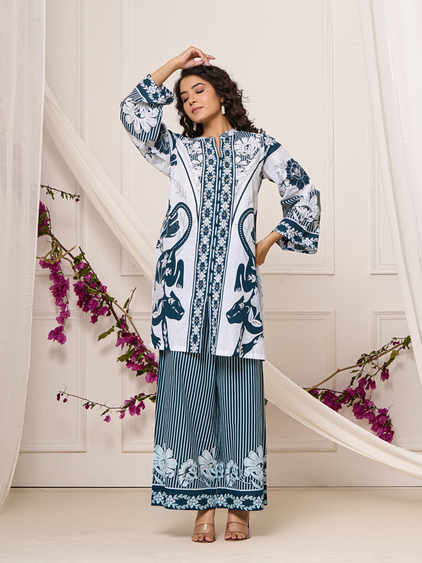 Bright Blue Open Sleeves Co-ord Set