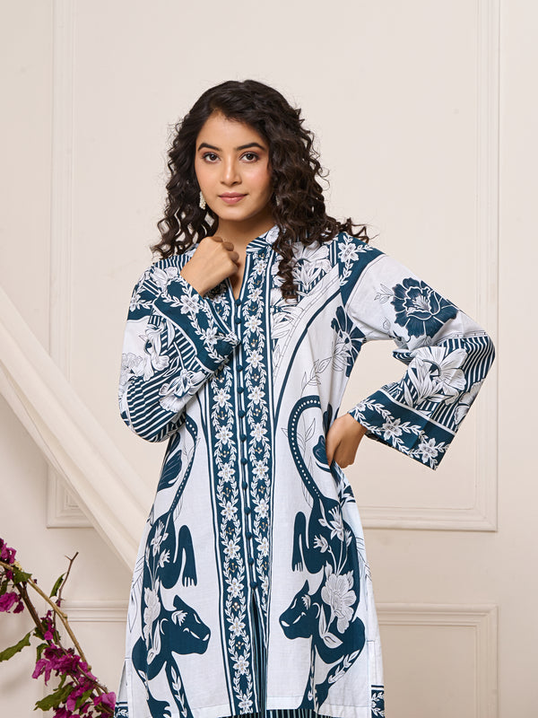 Bright Blue Open Sleeves Co-ord Set