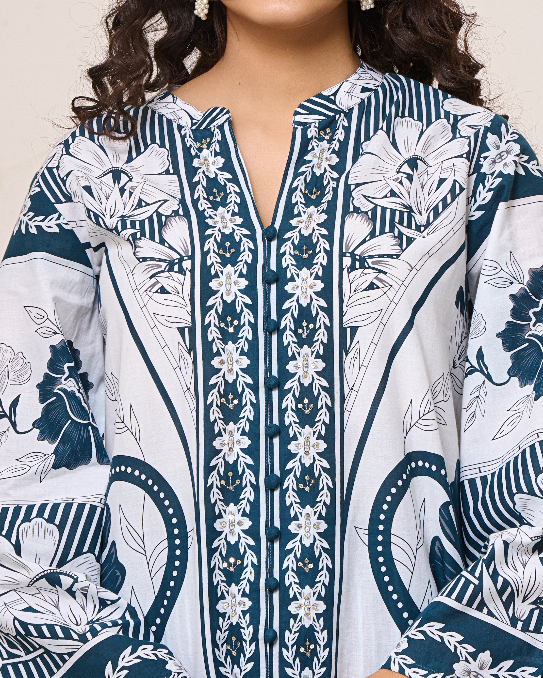 Bright Blue Open Sleeves Co-ord Set