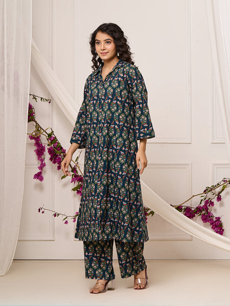 Cotton Trendy Navy Blue Co-ord Set