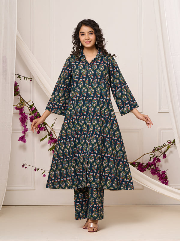 Cotton Trendy Navy Blue Co-ord Set