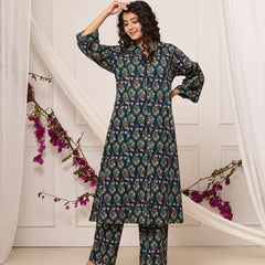 Cotton Trendy Navy Blue Co-ord Set