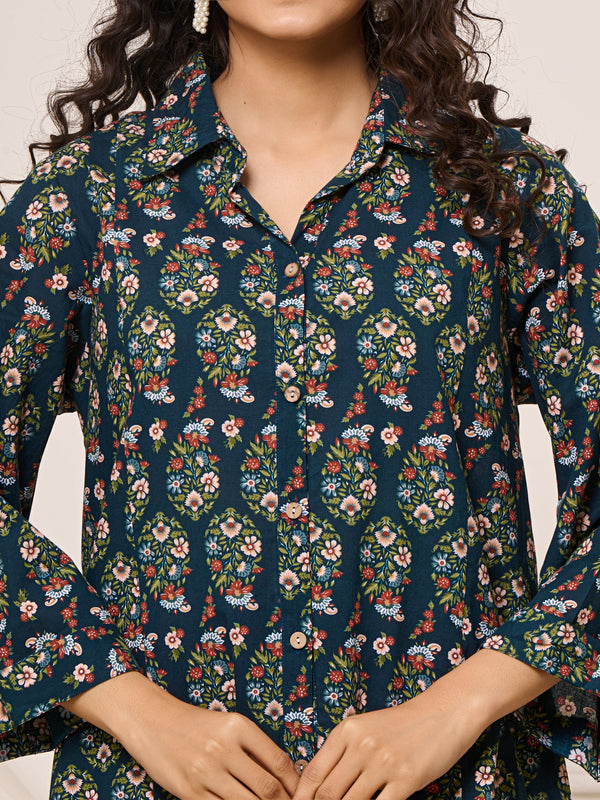 Cotton Trendy Navy Blue Co-ord Set
