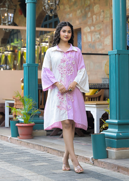 Lilac Lush Embroidered Mini Dress