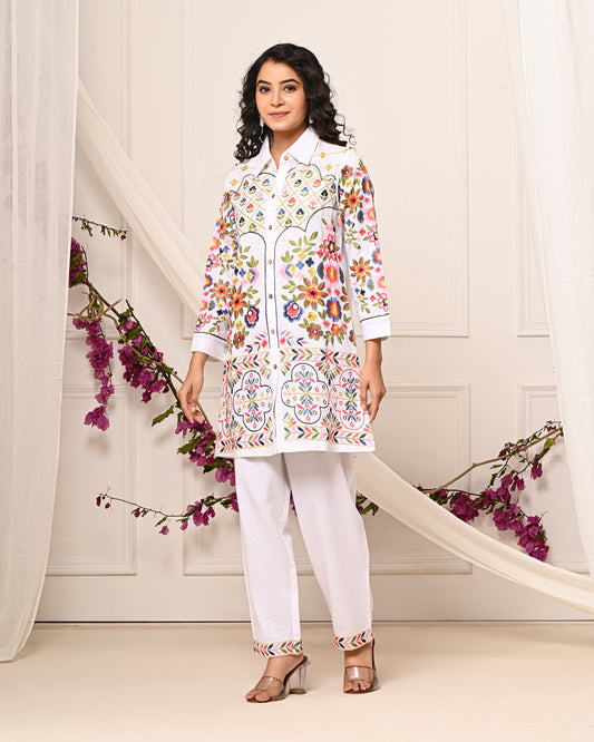 Tropical Bloom Embroidered Co-ord Set