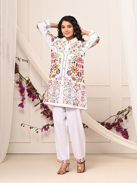 Tropical Bloom Embroidered Co-ord Set