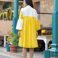 Daisy Yellow Cotton Mini Dress