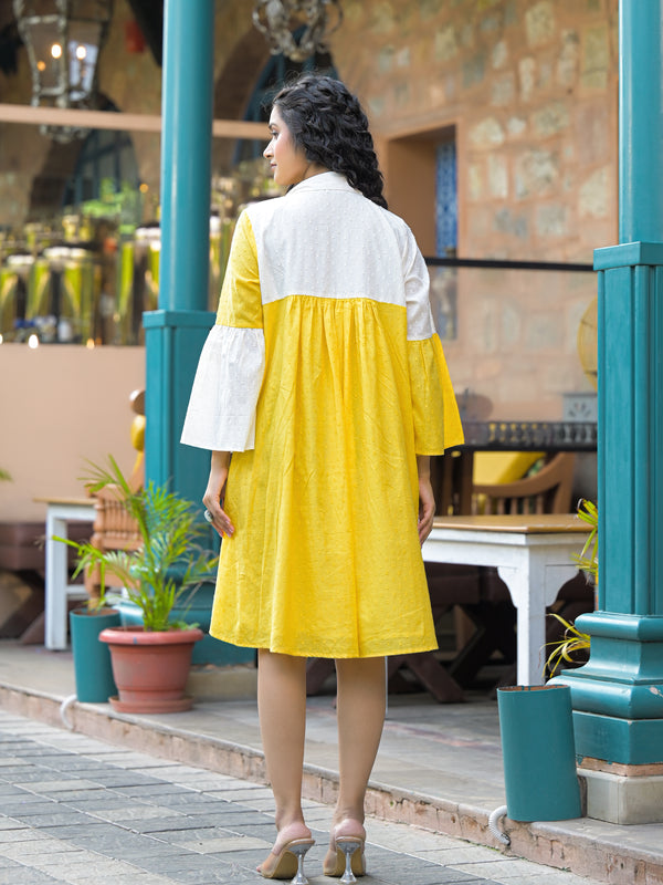 Daisy Yellow Cotton Mini Dress