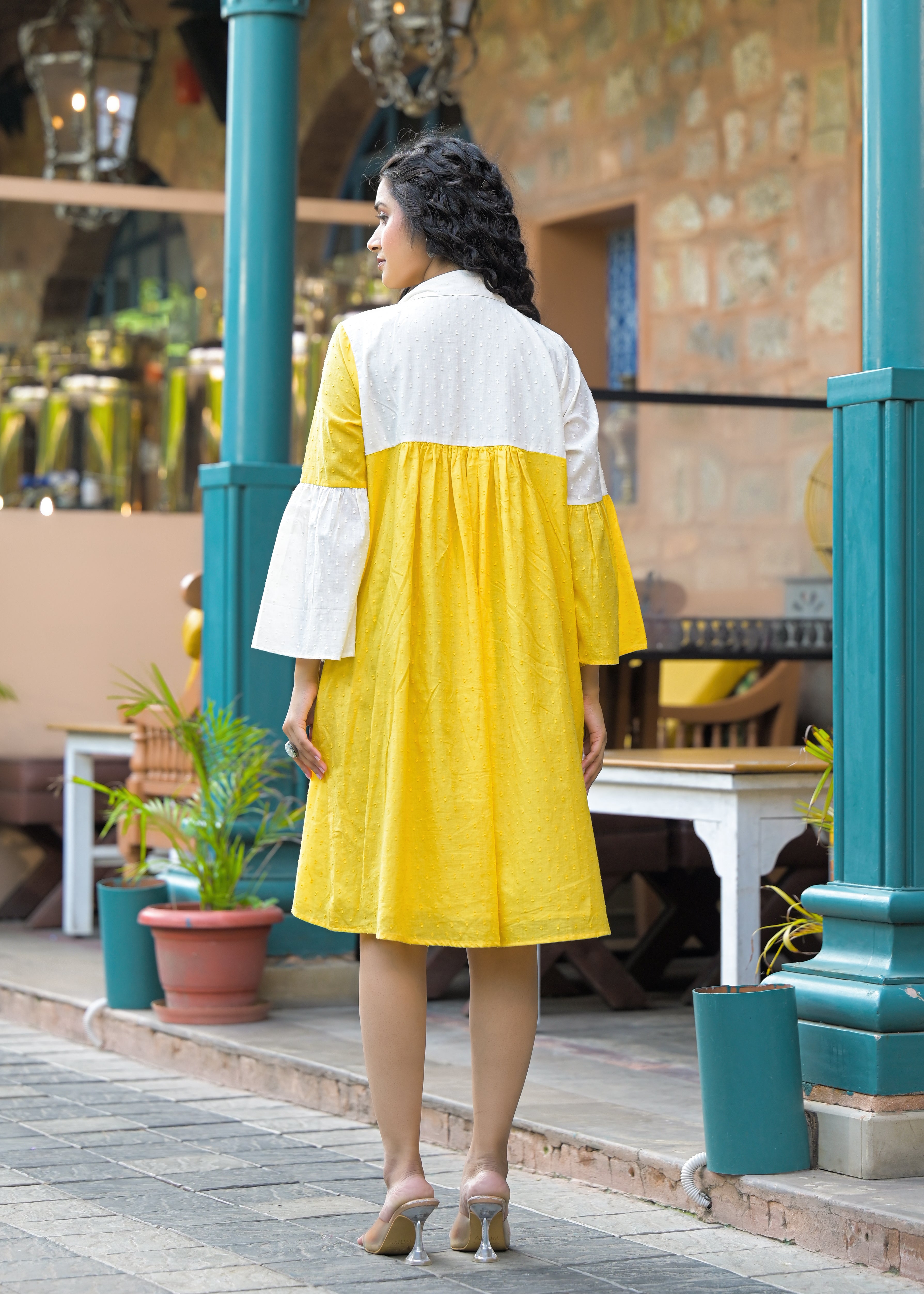 Daisy Yellow Cotton Mini Dress