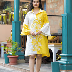 Daisy Yellow Cotton Mini Dress