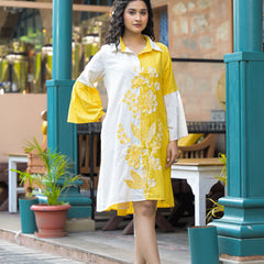 Daisy Yellow Cotton Mini Dress