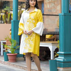 Daisy Yellow Cotton Mini Dress