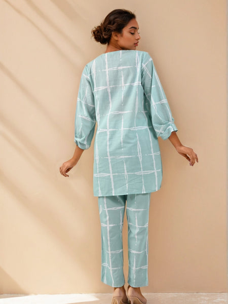 Cool Blue Cotton Co-ord Set
