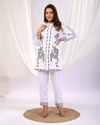 White Cotton Full Sleeves Embroidered Co-ord Set