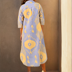 Lilac Printed Cotton Shirt Dress