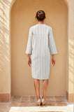 Elegant Off-White Embroidered Cotton Flex Mini Dress