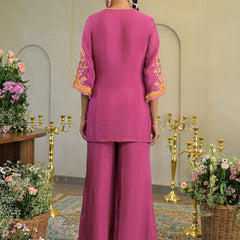 Rani Pink Chandery Embroidered Sharara Set