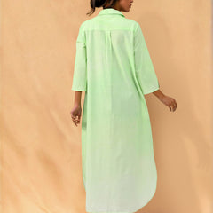 Cosmic Green Handpainted Shirt Cotton Dress