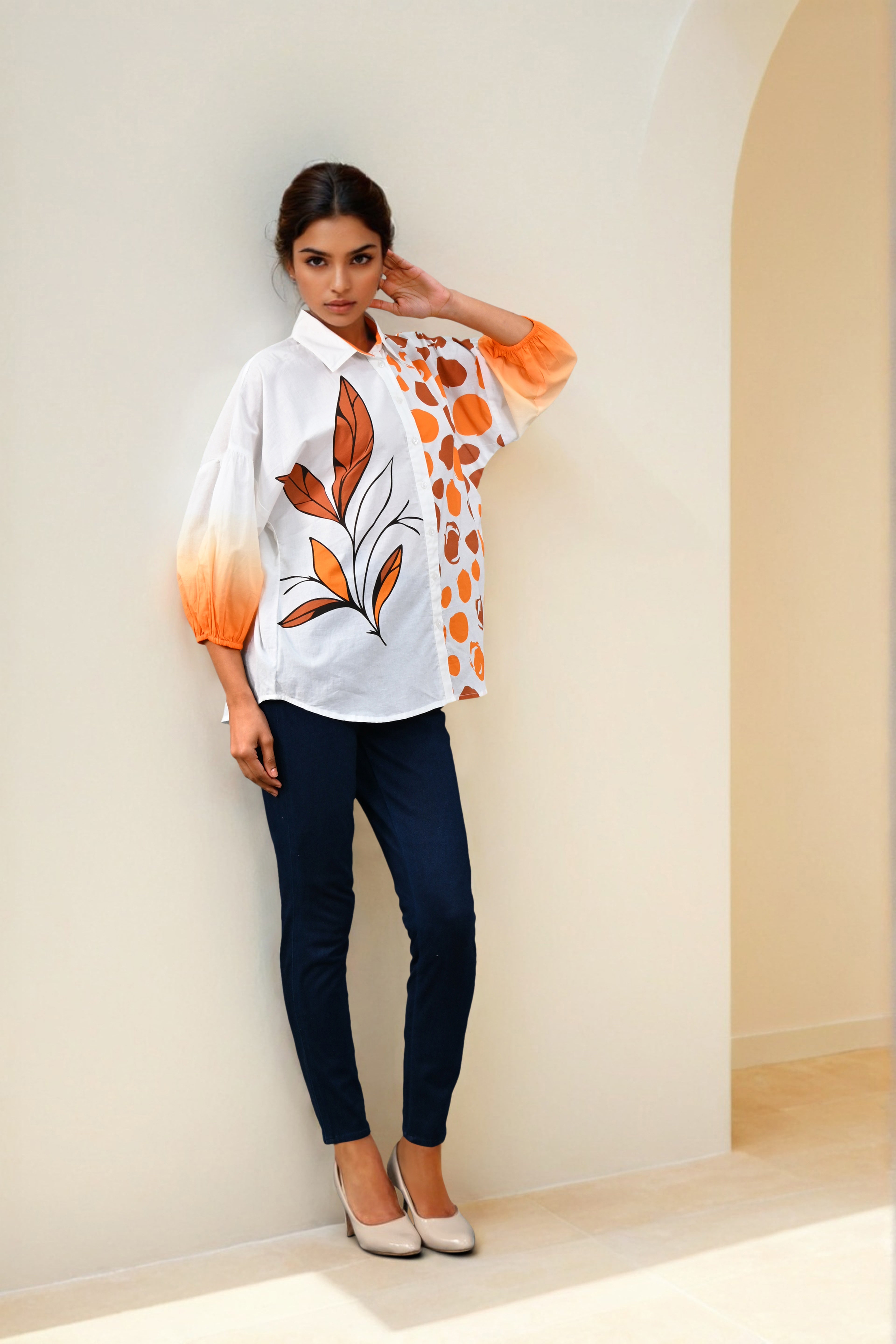 White & Orange Tops