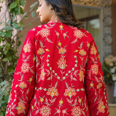 Elegant Red Embroidered Jacket