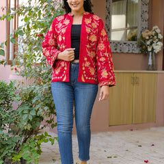 Elegant Red Embroidered Jacket