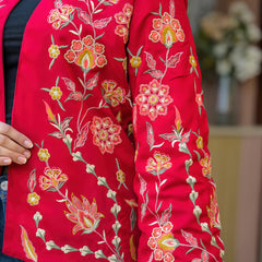 Elegant Red Embroidered Jacket