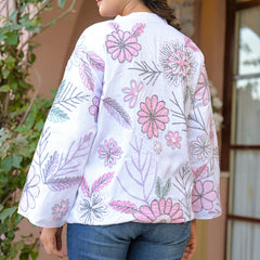 White Jacket With Soft Embroidery Work