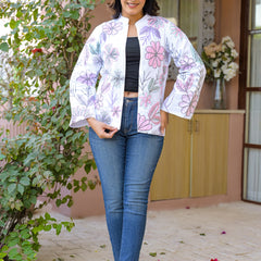 White Jacket With Soft Embroidery Work