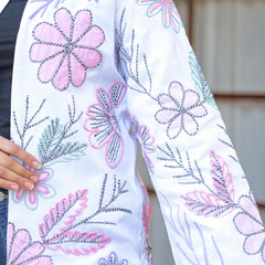 White Jacket With Soft Embroidery Work