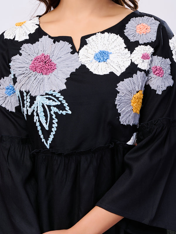 Cotton Black Hand Work Co-Ord Set