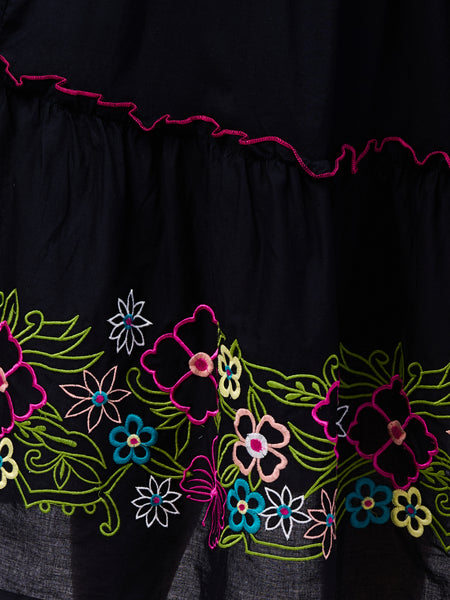 Elegant Cotton Black Hand Work Maxi Dress