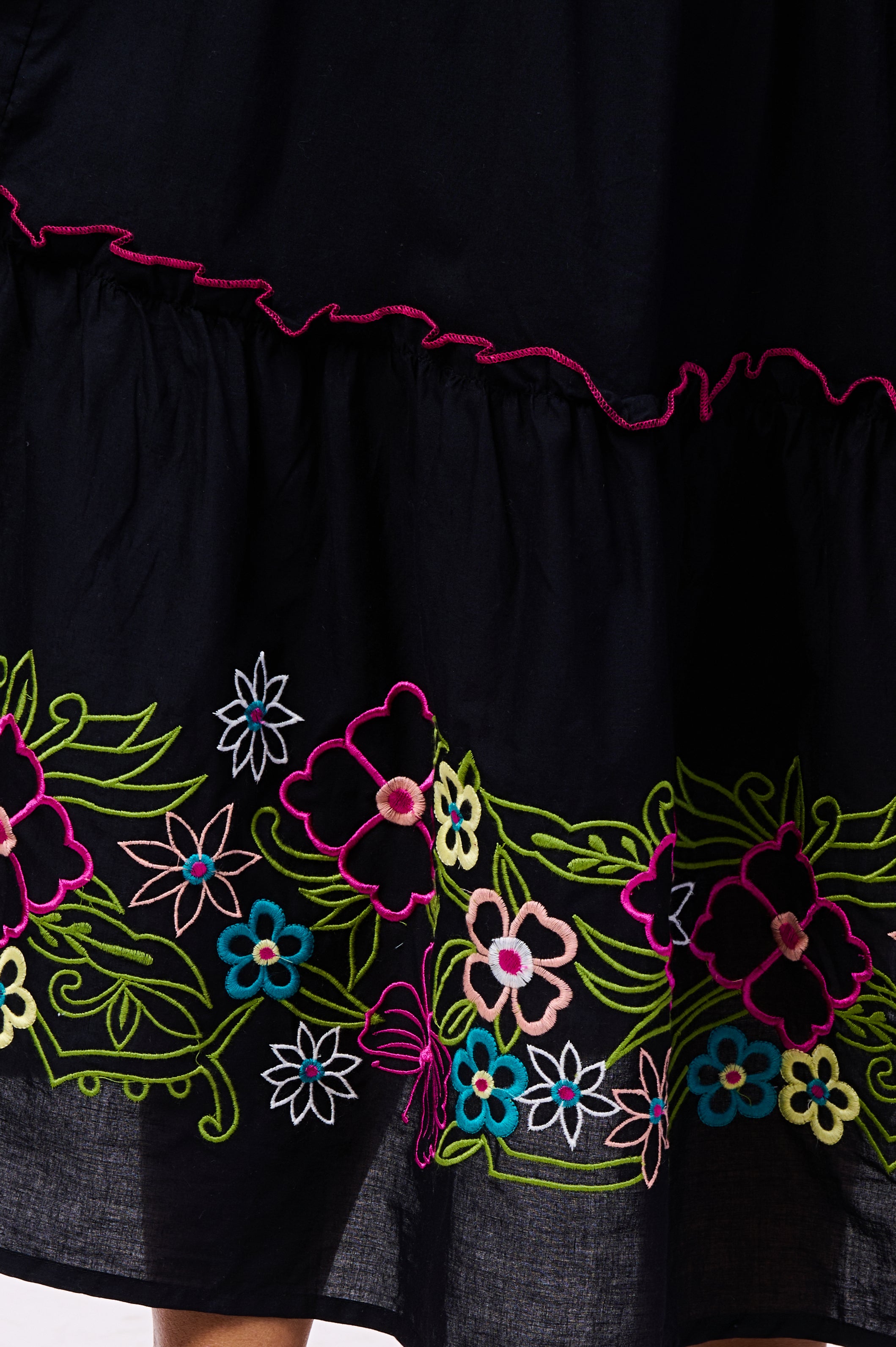 Elegant Cotton Black Hand Work Maxi Dress