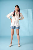Cotton Embroidered Off White Top