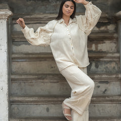 Timeless Beige Khadi Co-ord Set
