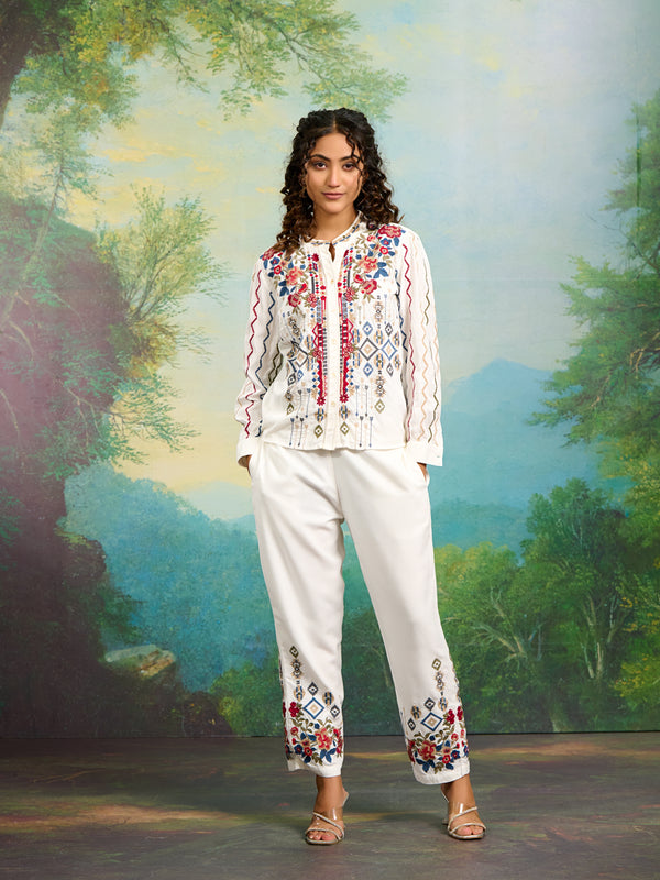 Embroidery Work White Co-Ord Set