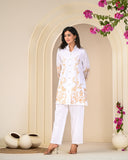 Golden Embroidered White Co-ord Set