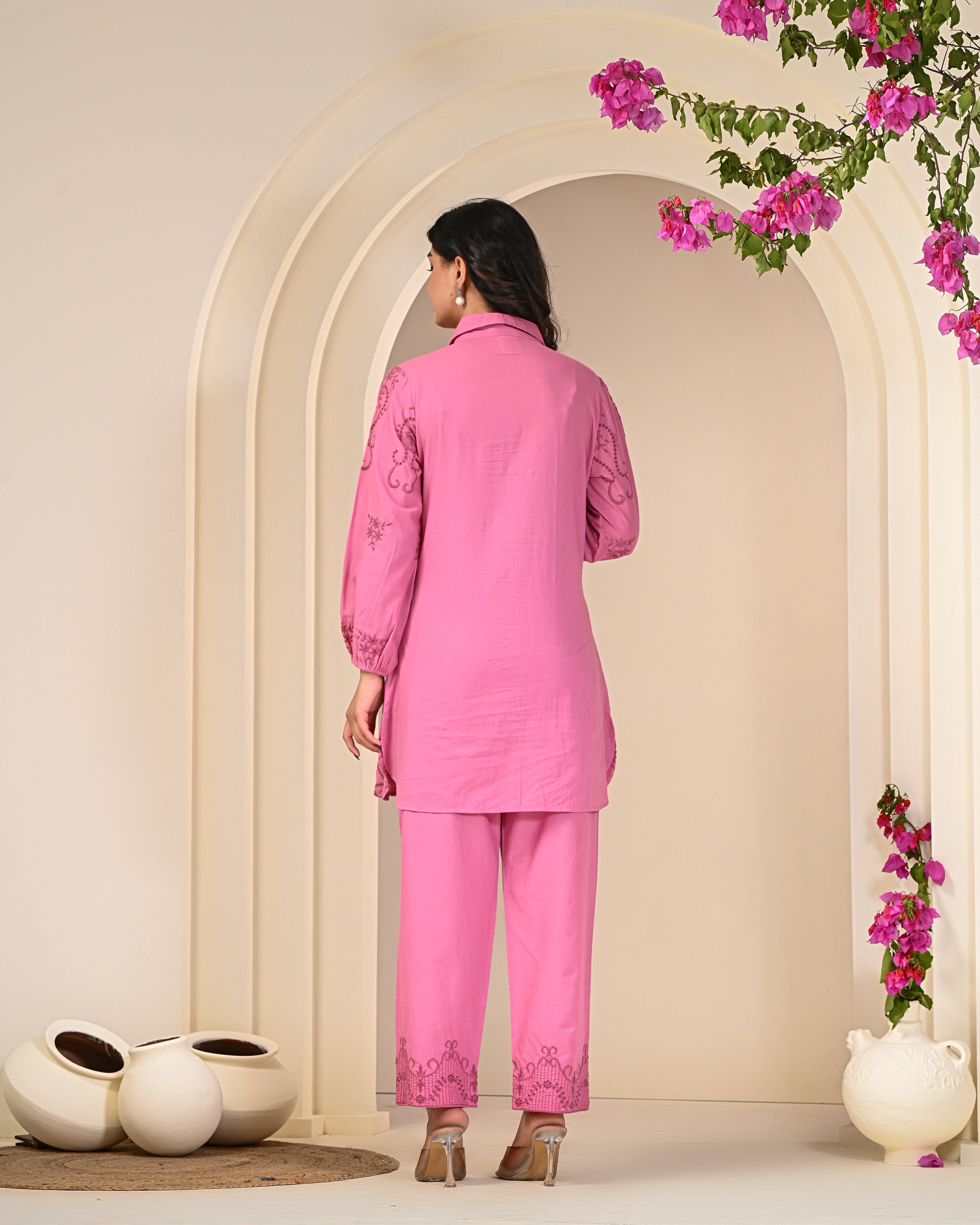 Pink Embroidered Co-Set