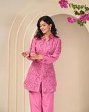 Pink Embroidered Co-Set