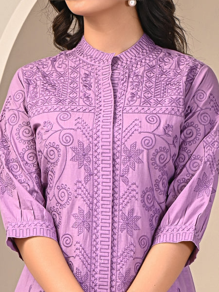 Purple Love Embroidered Co -ord Set