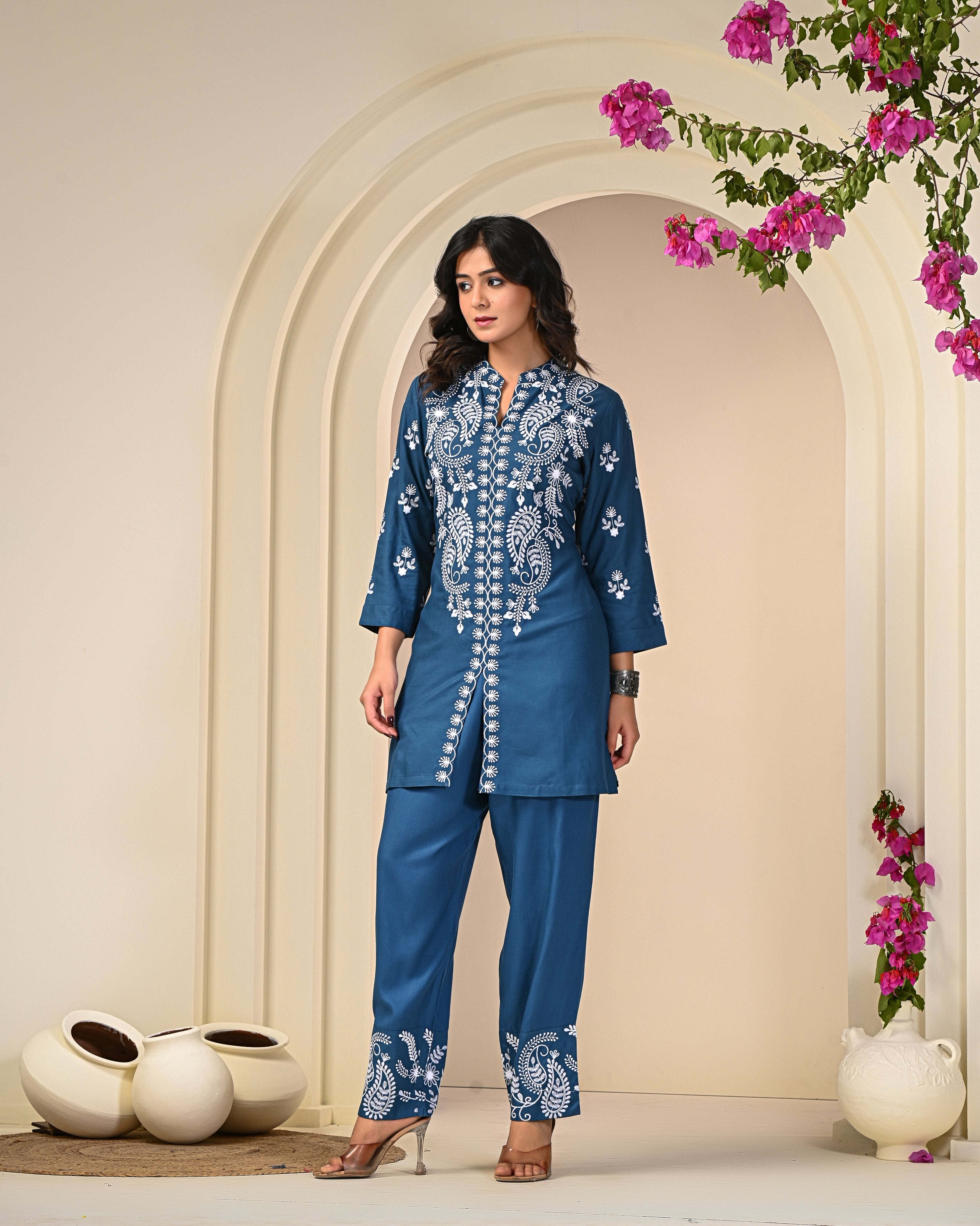 Blue Embroidered Co -ord Set