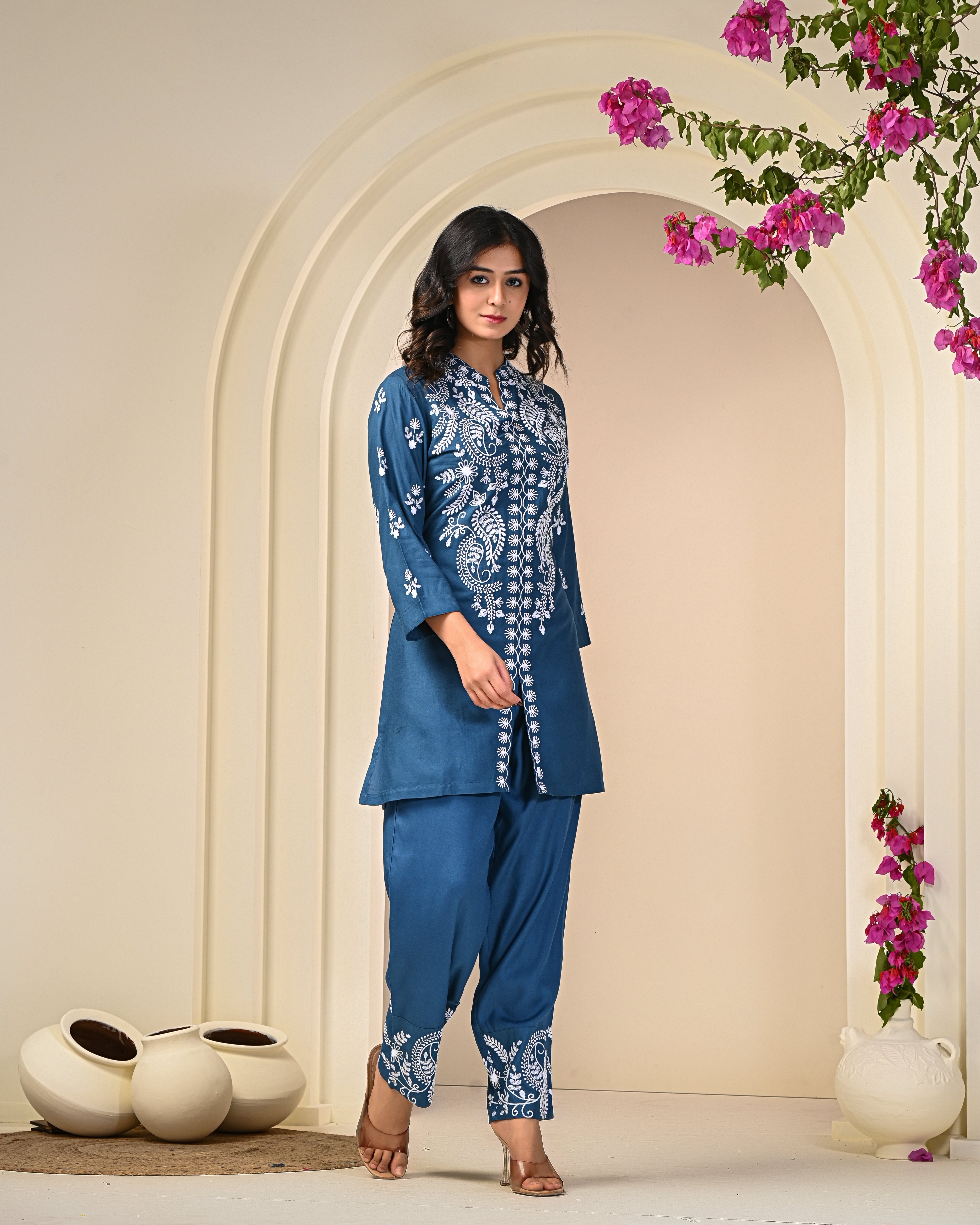 Blue Embroidered Co -ord Set