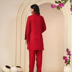 Mystic Red Embroidered Co-ord Set