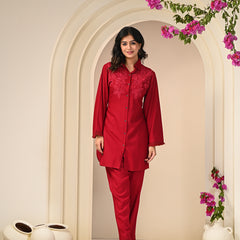 Mystic Red Embroidered Co-ord Set