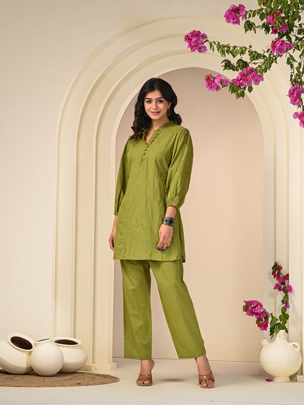 Green Embroidery Co-ord Set