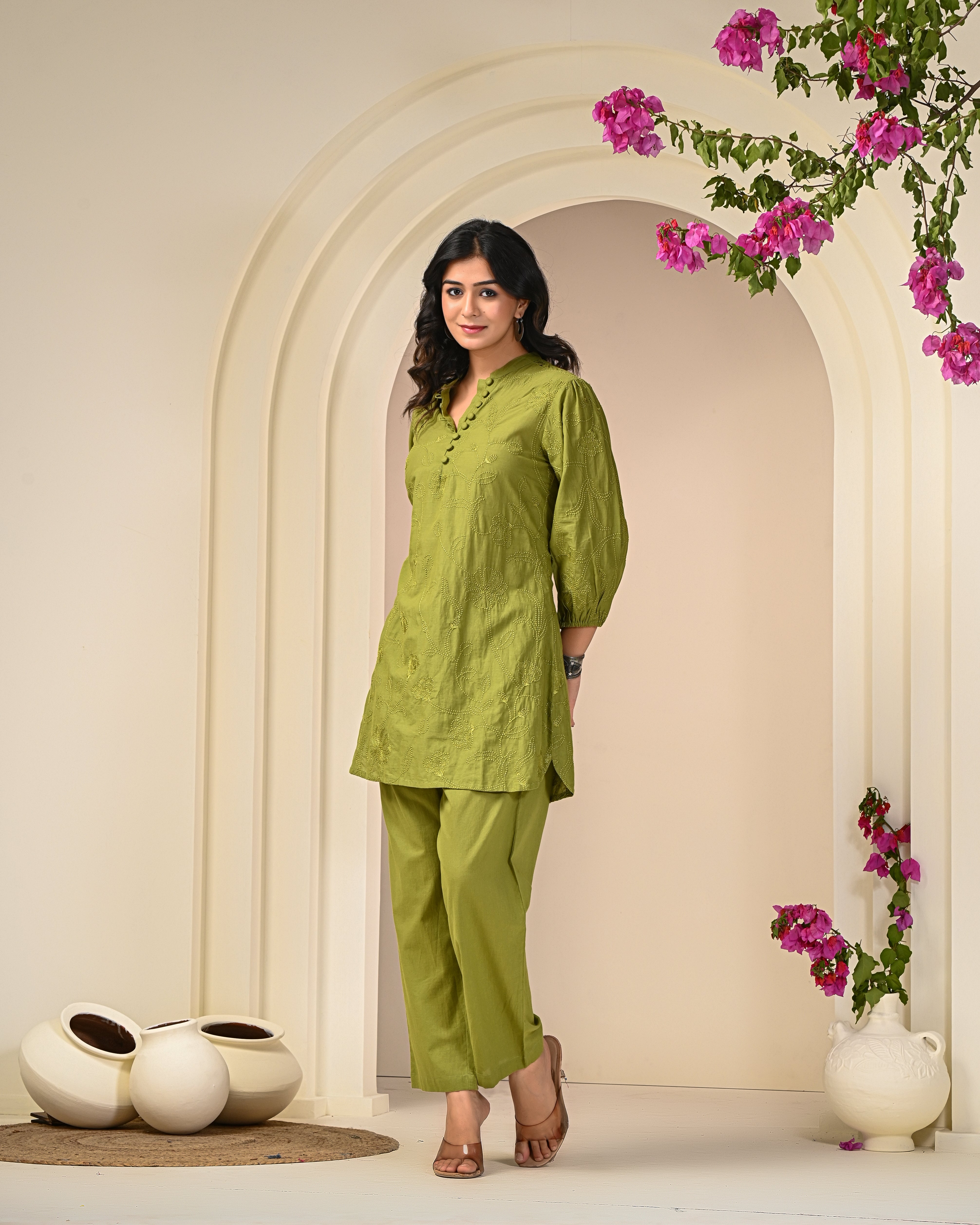 Green Embroidery Co-ord Set