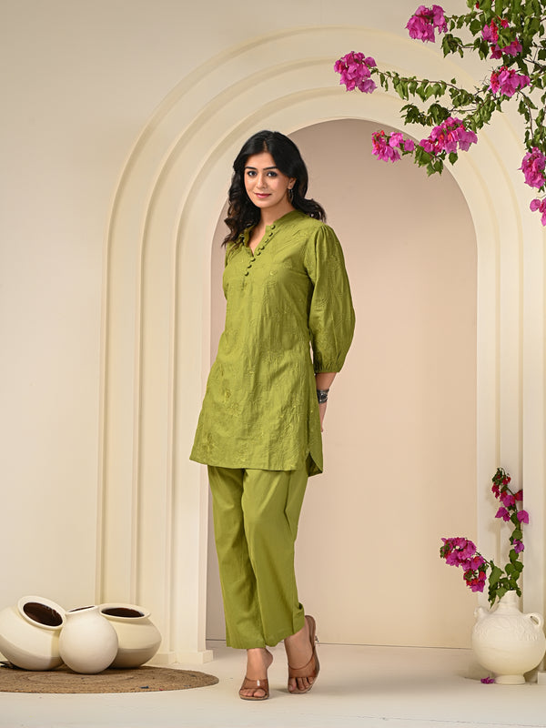 Green Embroidery Co-ord Set