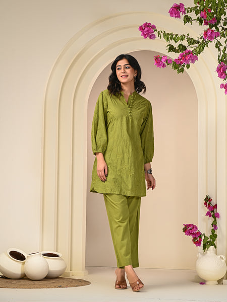 Green Embroidery Co-ord Set