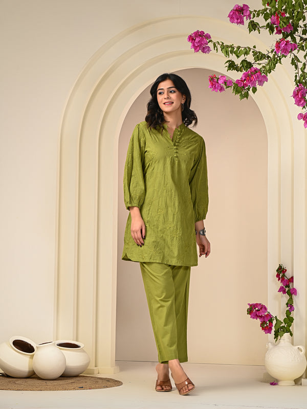 Green Embroidery Co-ord Set