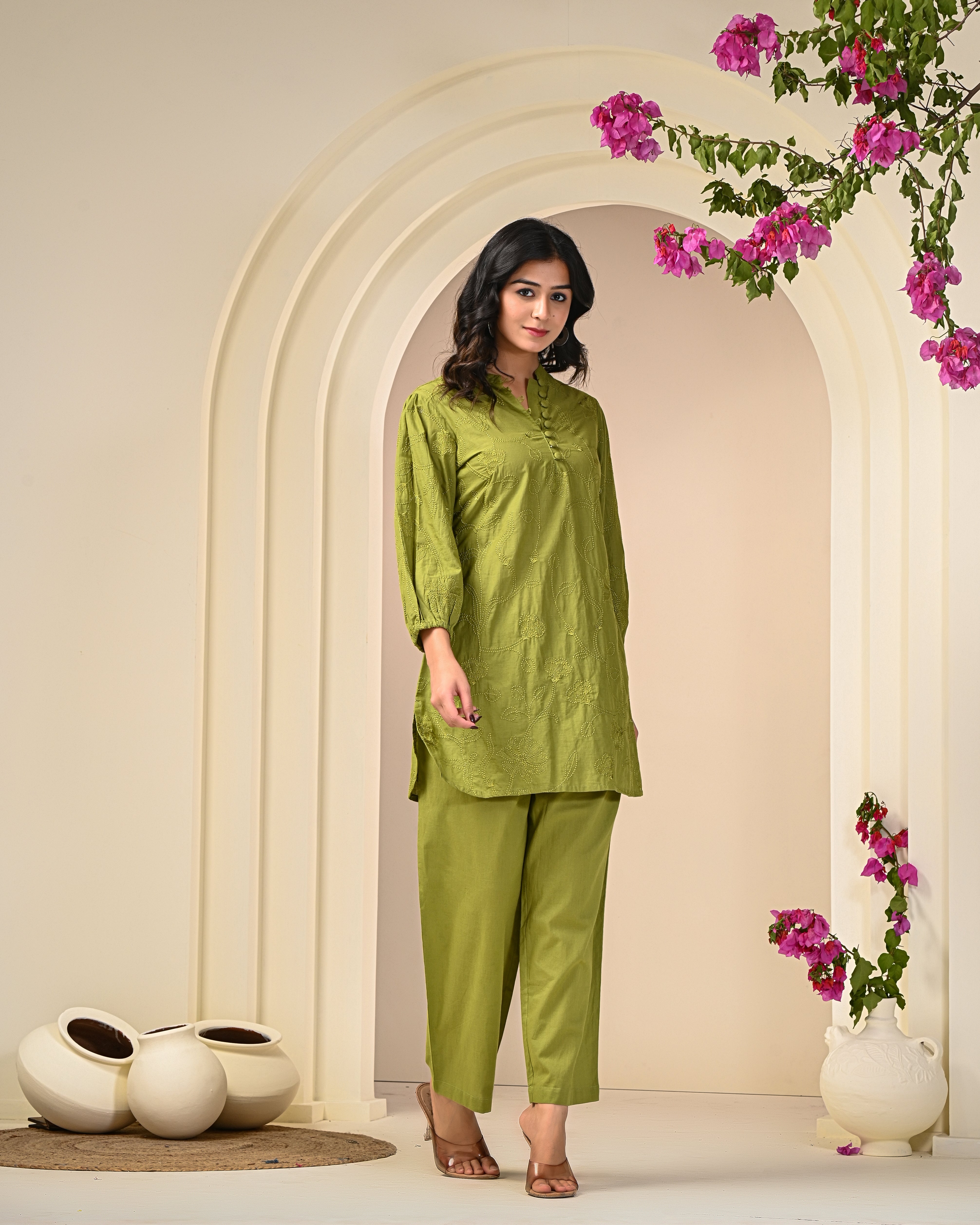 Green Embroidery Co-ord Set