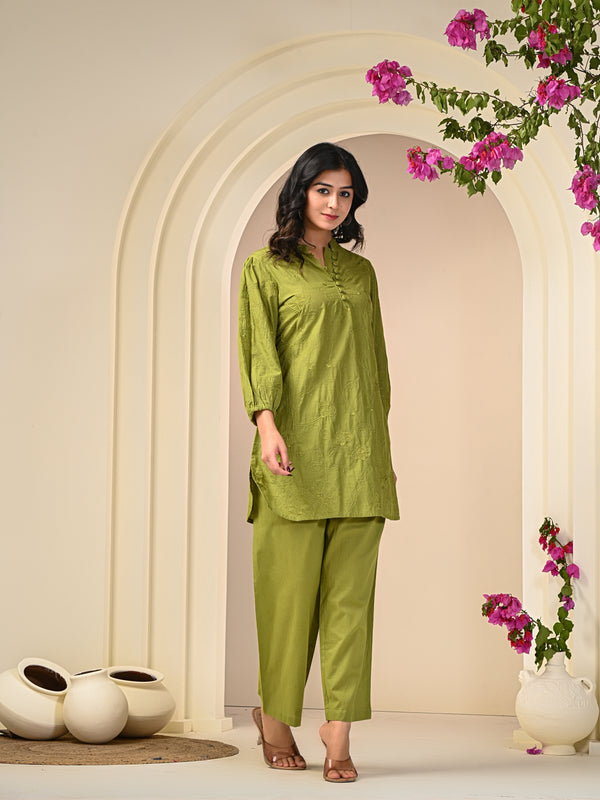Green Embroidery Co-ord Set